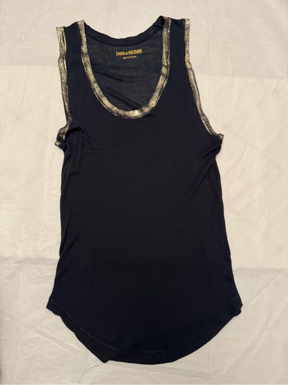 Zadig & Voltaire Black Tank with Metallic Gold Trim